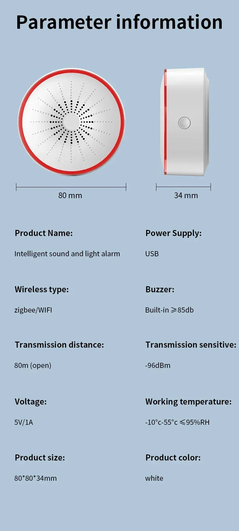 Tuya wifi zigbee sirene sem fio ligado inteligente som-luz alarme chifre detector agarrado emits instantâneo som-luz alarme app contr
