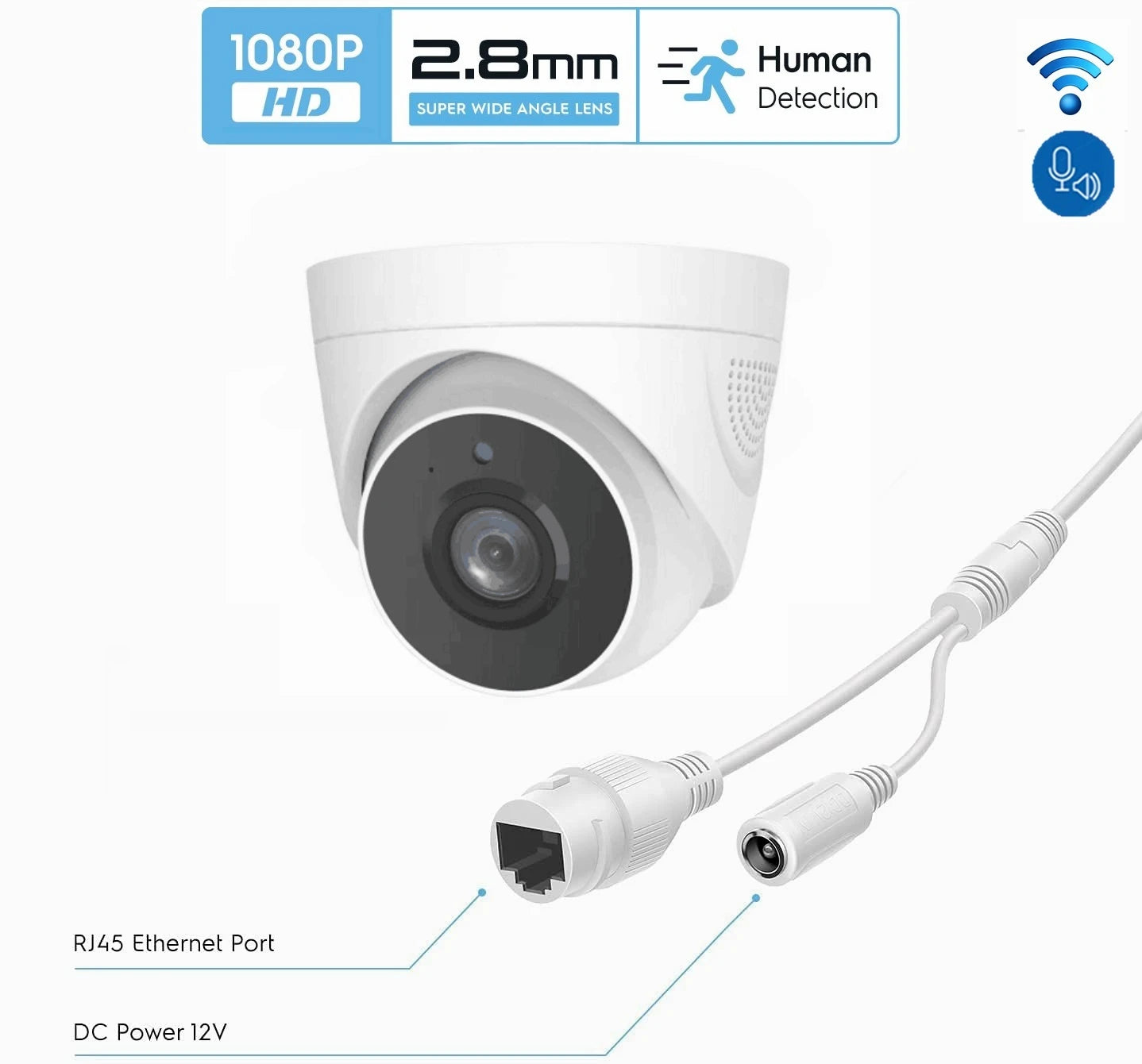 Câmera IP Dome XM 2MP WiFi - Áudio Bidirecional - Detecção Humana - Visão Noturna 30m - Interna
