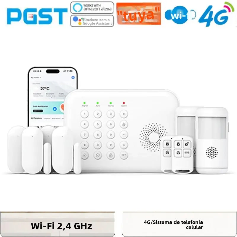Pgst 4g wifi proteção de segurança alexa tuya vida inteligente automação residencial porta movimento sensor magnético alarme sistema segurança kit a01