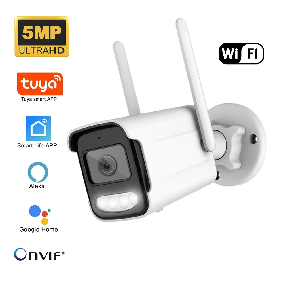 Tuya wifi câmera ip sem fio hd 5mp ai humano detectar câmera cctv bala vigilância ao ar livre proteção de segurança à prova dwaterproof água cam