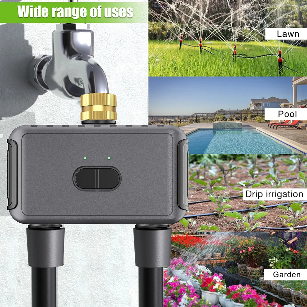 Tuya wi fi temporizador de água automático waterer 2 saídas sistema rega irrigação controle app sprinkler programador para jardim gramado