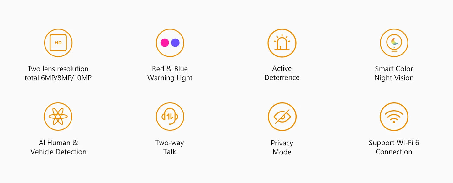 Câmera IMOU Cruiser Dual 2 10MP PTZ WiFi com Lente Dupla, Luz de Alerta Vermelha e Azul, Detecção de Veículos e Pessoas