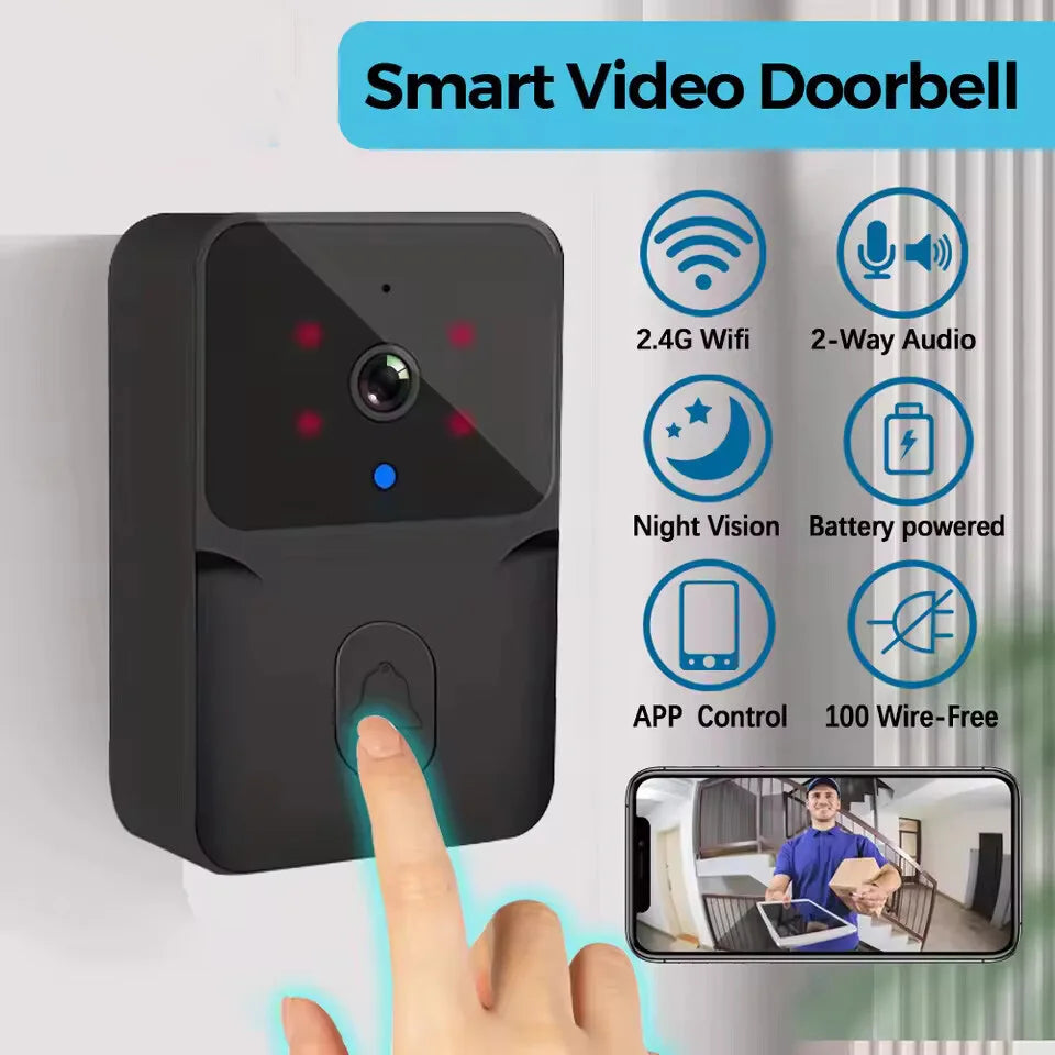 Campainha de vídeo wi-fi, telefone sem fio, sistema de intercomunicação bidirecional, visão noturna ir, campainha de segurança para casa inteligente, monitor de câmera