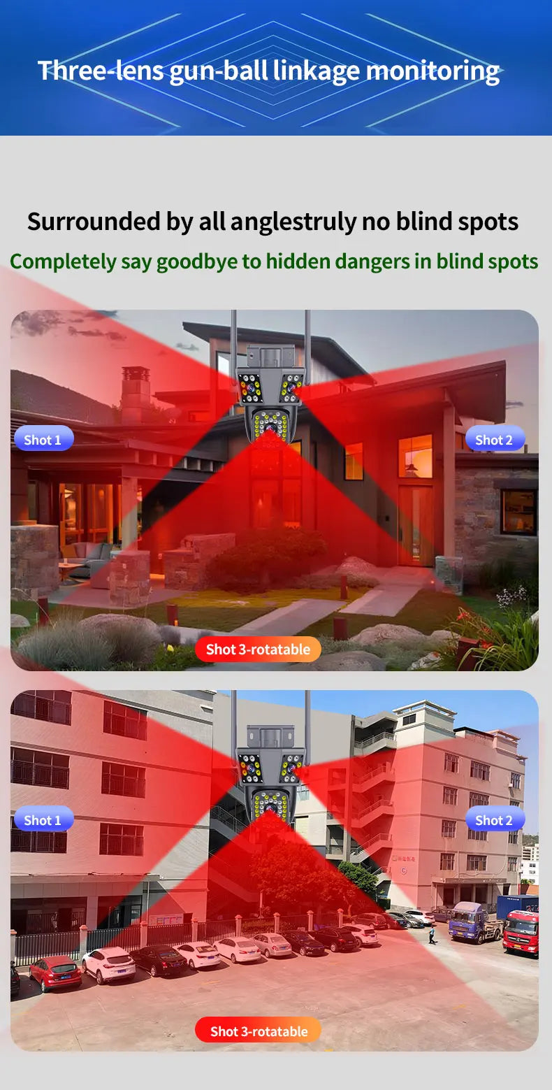 Câmera WiFi 12MP 6K Três Lentes Zoom 10x Rastreamento IA Visão Noturna Colorida CHAMOUS