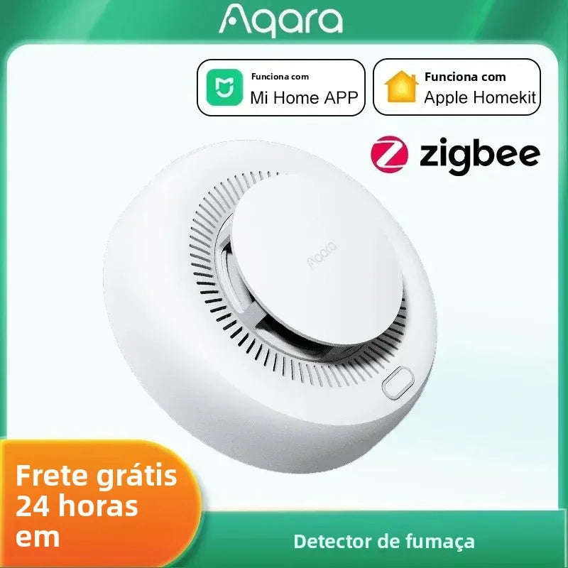 Aqara matéria detector de fumaça sensor monitor alarme incêndio zigbee 3.0 alerta som segurança em casa inteligente trabalho com mi casa homekit app
