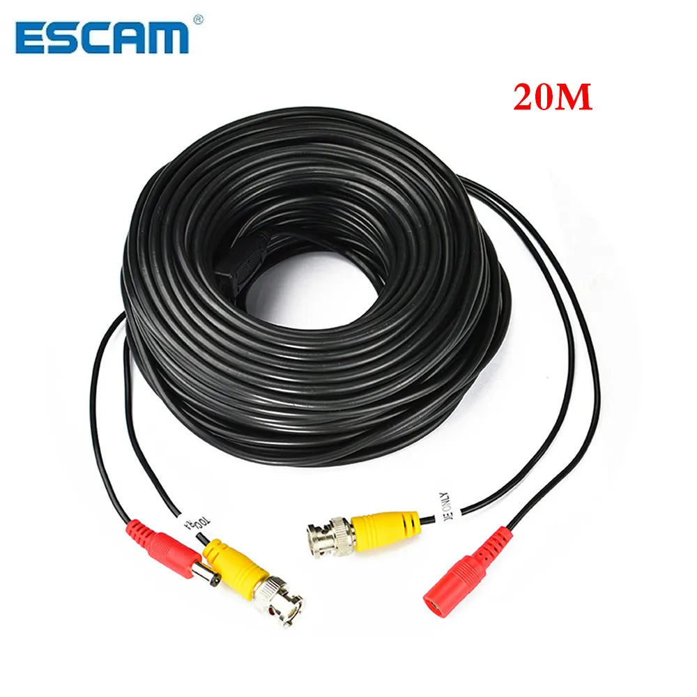 Cabo BNC Integrado com Alimentação 12V DC para Câmera CCTV Analógica DVR 5m a 60m - ESCAM