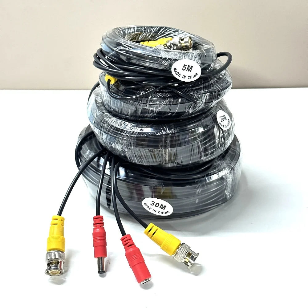 Cabo BNC+DC 2 em 1 Coaxial para Câmera CCTV AHD DVR 5m/10m/20m/30m