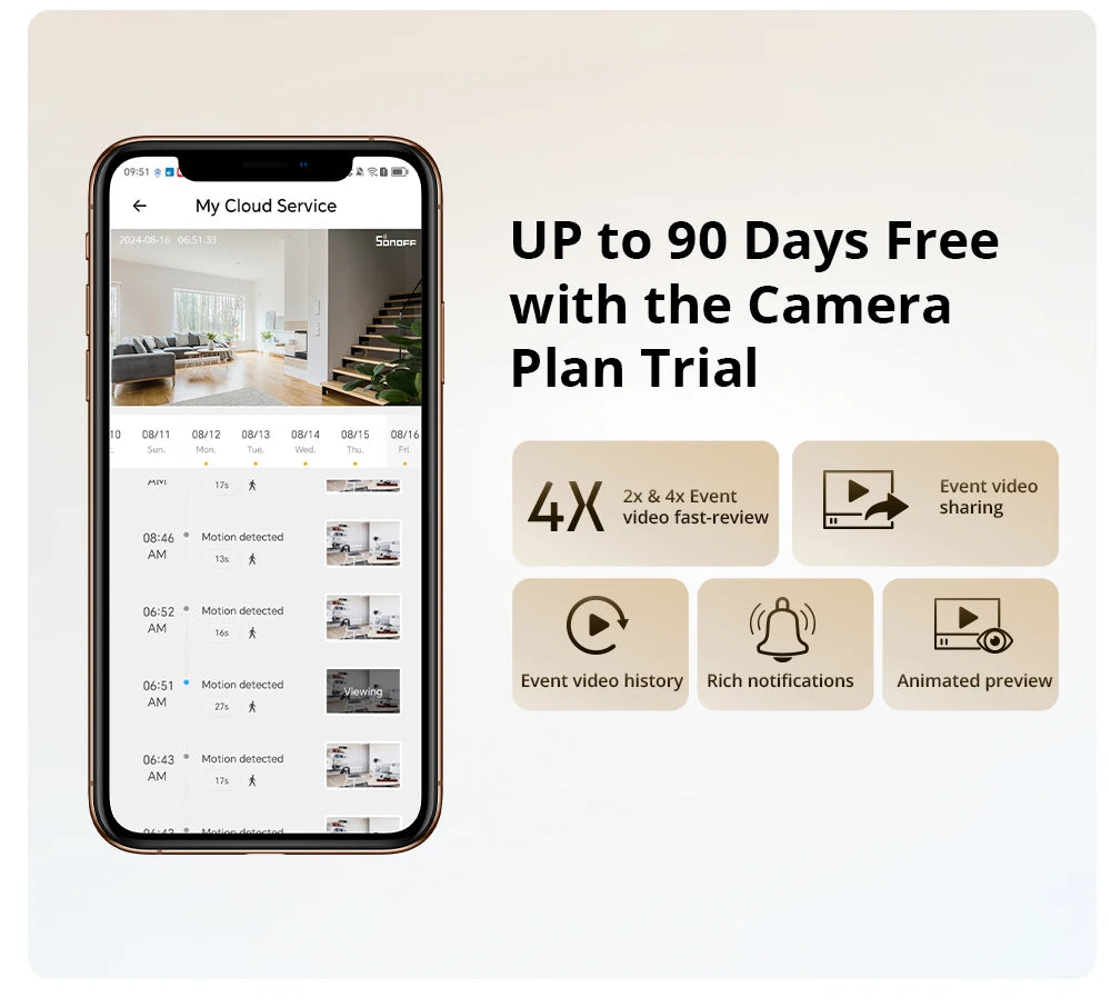 Câmera de Segurança Interna Inteligente 360° com Visão Noturna Detecção IA e Alexa SONOFF CAM Pan-Tilt 2