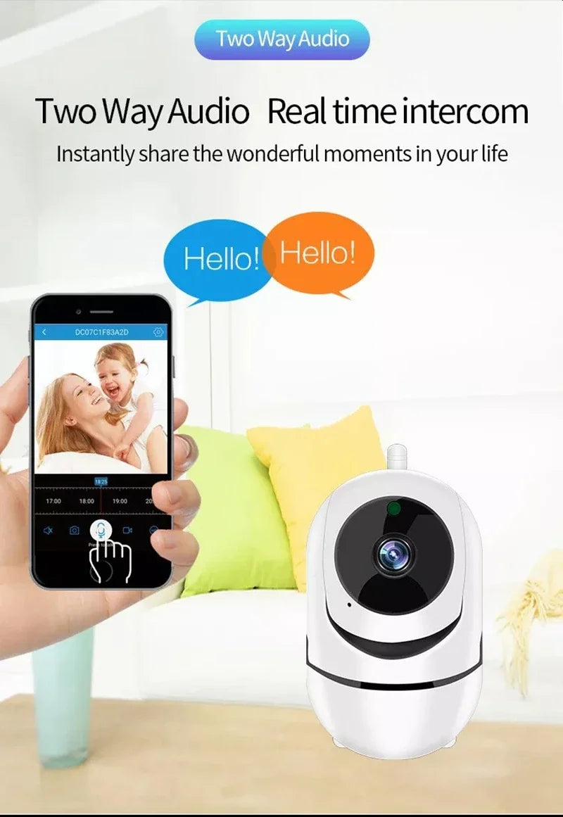 Mini Câmera WiFi Lenovo 1080P – Rastreamento Automático, Visão Noturna e Monitor de Bebês