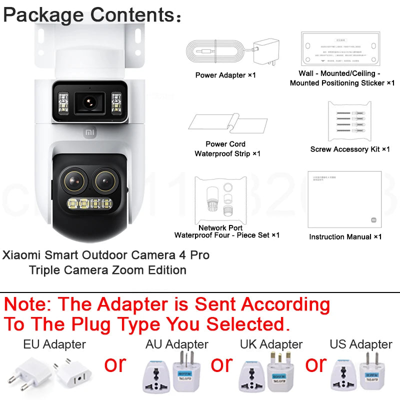 Câmera Xiaomi Smart Outdoor 4 Pro - Tripla Lente 360° 5MP 3K Zoom Híbrido 9x IP66