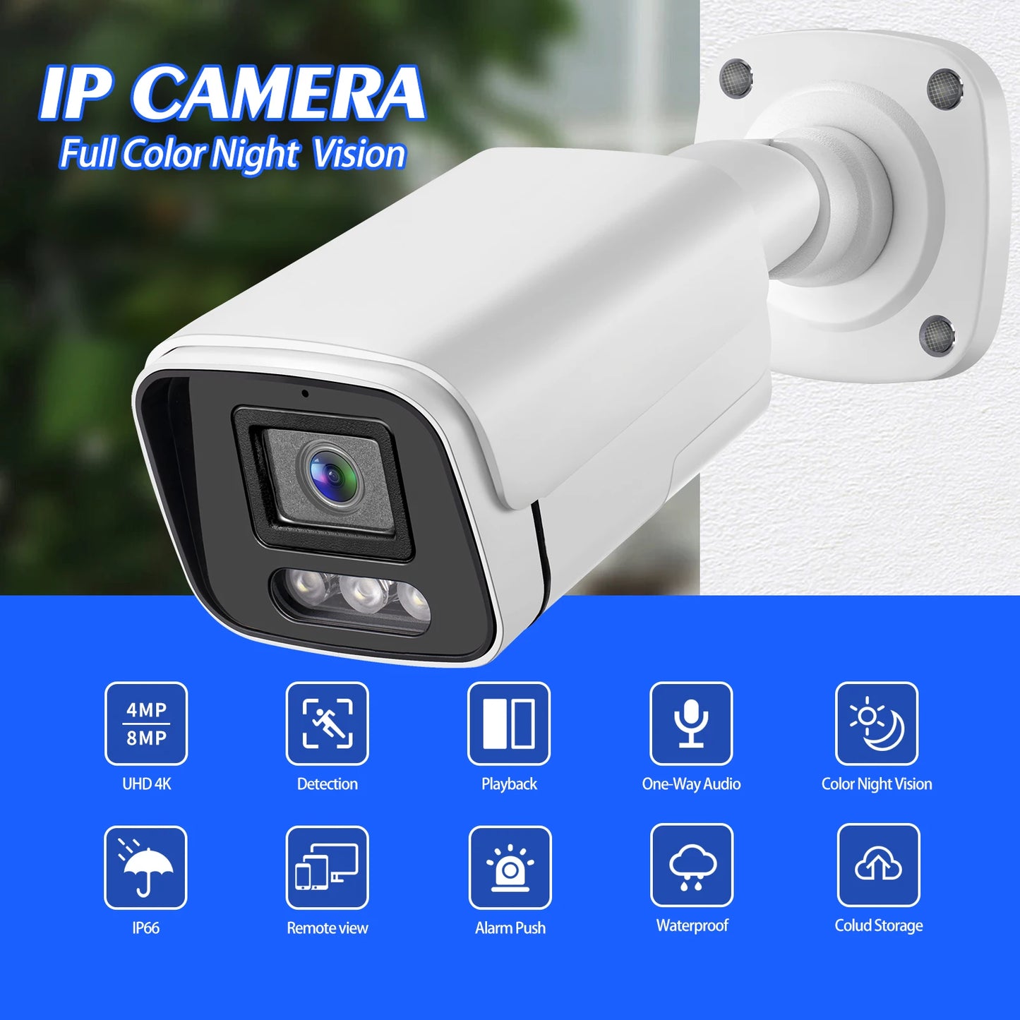 Câmera IP Gadinan 60FKSXM 3MP 6MP 8MP 4K Sensor Sony IMX Bullet Visão Noturna Colorida IP66 PoE