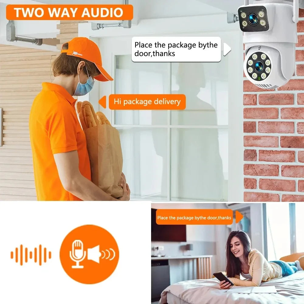 Tuya câmera ip de segurança sem fio ao ar livre 4k 8mp hd lente dupla externa wifi câmera ptz rastreamento automático câmera de vigilância de rua