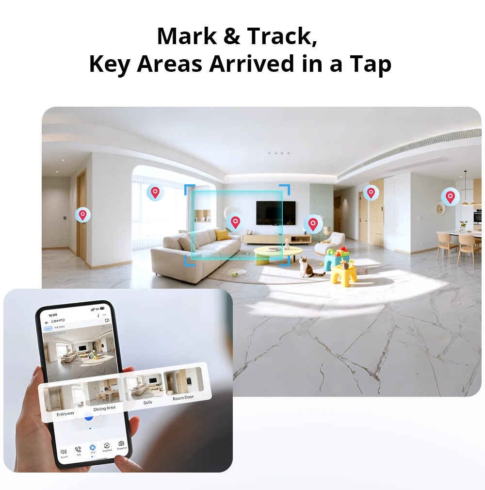 Câmera de Segurança Inteligente 360° com Visão Noturna HD e Interação em Tempo Real SONOFF CAM PT2