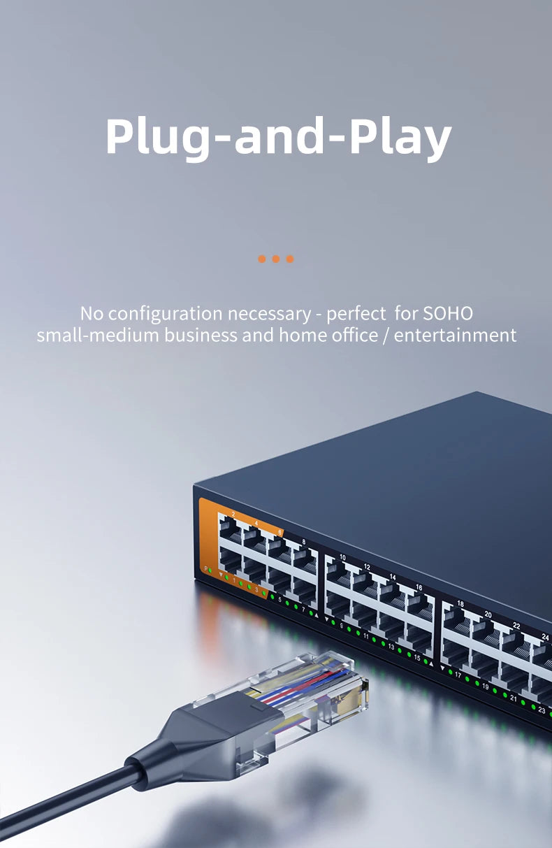 Switch Ethernet Gigabit de 24 portas KeepLiNK Plug and Play não gerenciado