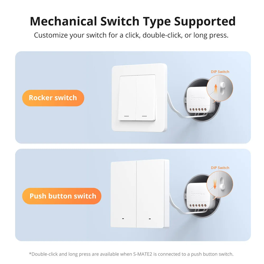 SONOFF S-MATE2 – Interruptor Mecânico Sem Fio Bidirecional com Controle via MINIR4 e eWeLink