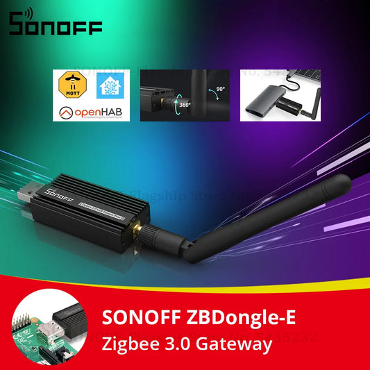 SONOFF ZBDongle-E - Gateway USB Zigbee 3.0 com Antena - ZHA Zigbee2MQTT - Roteador Sem Fio