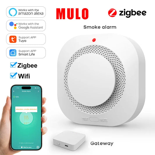 Tuya zigbee wifi inteligente detector de fumaça sensor alarme segurança em casa proteção contra incêndio para sistema segurança em casa via smart life app