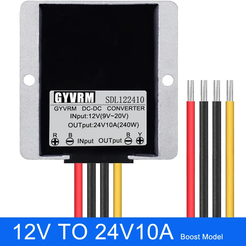 Conversor DC Step-Up 12V para 24V 5A 120W Regulador de Tensão IP68 GYVRM