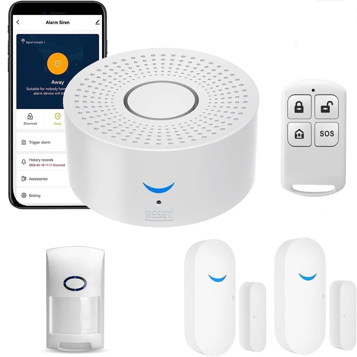 Tuya Wifi Smart Home Alarm System 433mhz Alarme de Segurança Assaltante Siren Smart Life App Controle Sem Fio Kits de Alarme Doméstico