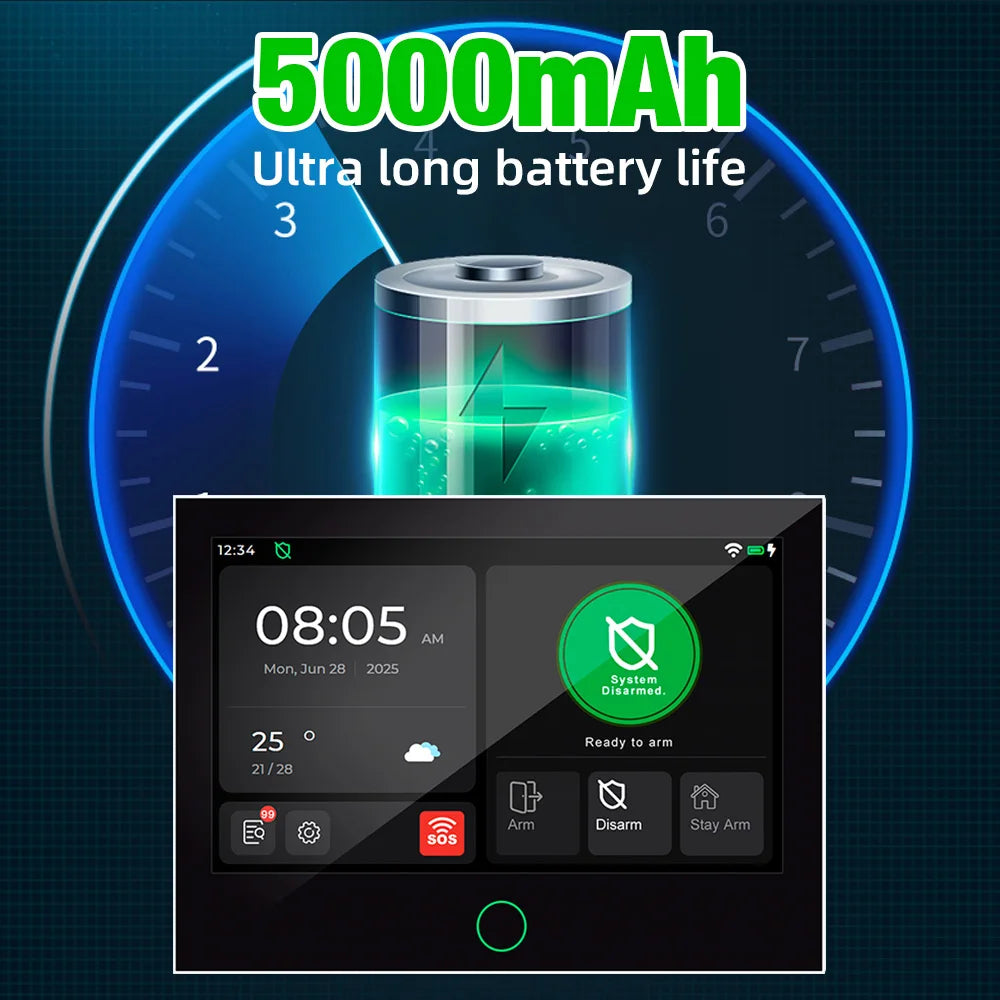 Sistema de Alarme Inteligente WiFi/4G GSM com Tela Touch IPS 7" Sensor Movimento Sirene - Kerui G70
