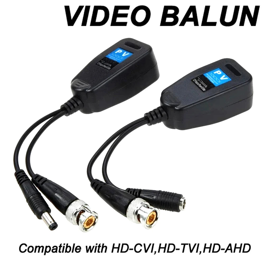 Balun Passivo RJ45 para BNC Transceptor de Vídeo CCTV para Câmeras AHD TVI CVI Analógicas - JIENUO