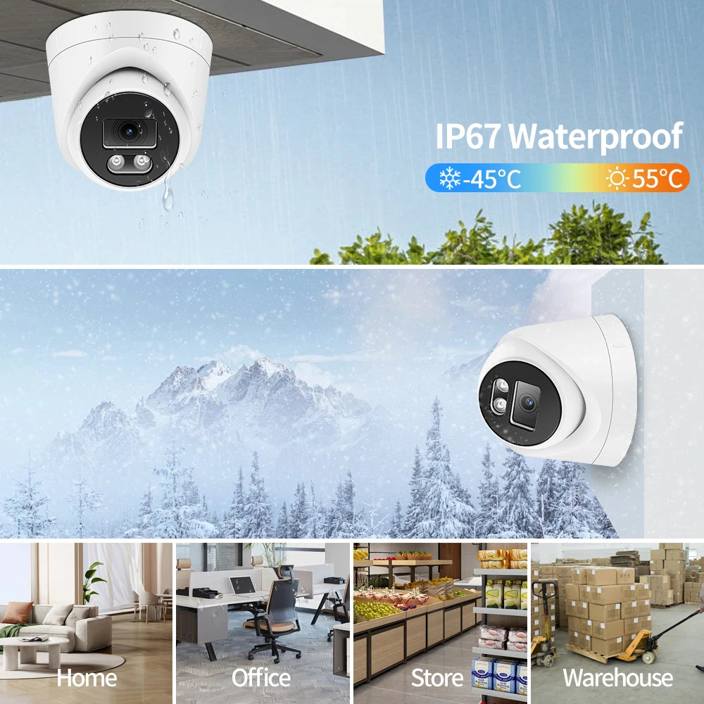 ASECAM 8MP 4K Câmera de Segurança Exterior, Gravador de Áudio, ONVIF, Visão Noturna Colorida, Ai Detecção Humana POE, H.265 IP Vigilância