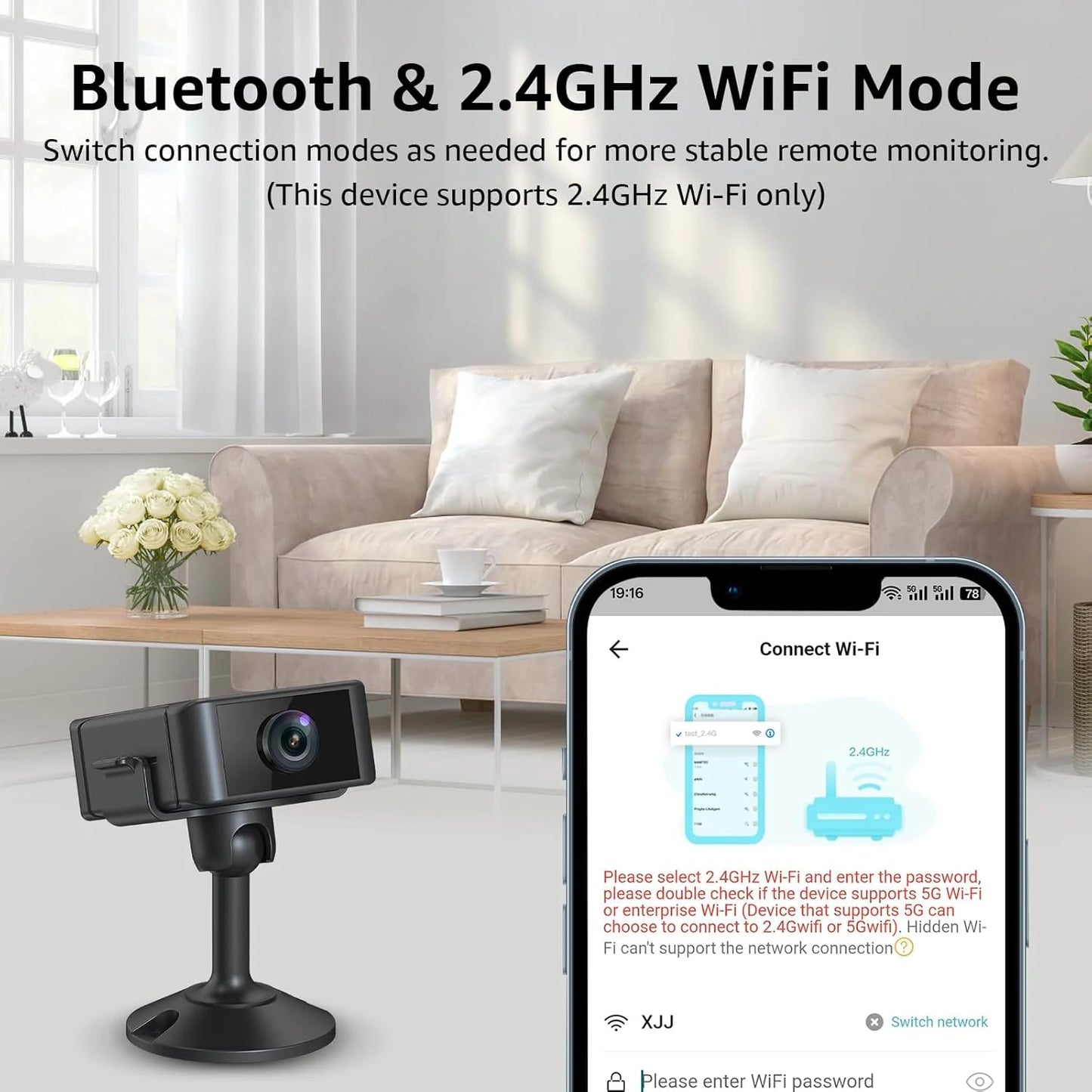 Mini Câmera VESAFE 1080P – WiFi Banda Dupla, Visão Noturna, Bateria 4h e Detecção de Movimento