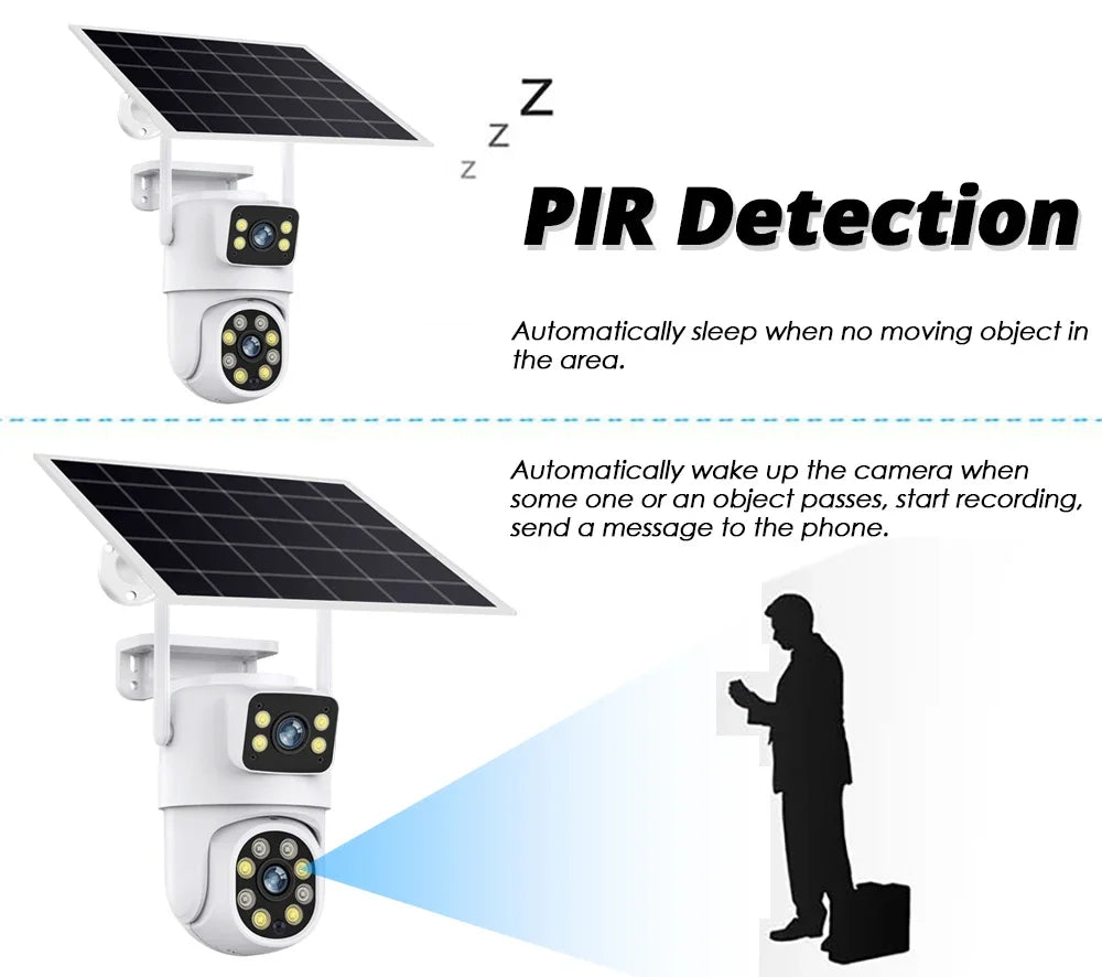 Tuya câmera solar inteligente wifi lente dupla 8mp sem fio ao ar livre câmera de vigilância de vídeo bateria ptz cctv duas telas detecção pir