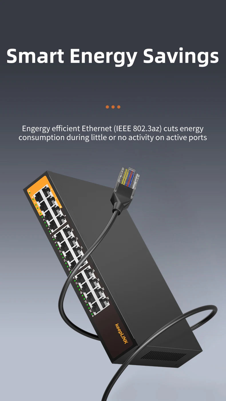 Switch Ethernet Gigabit de 24 portas KeepLiNK Plug and Play não gerenciado
