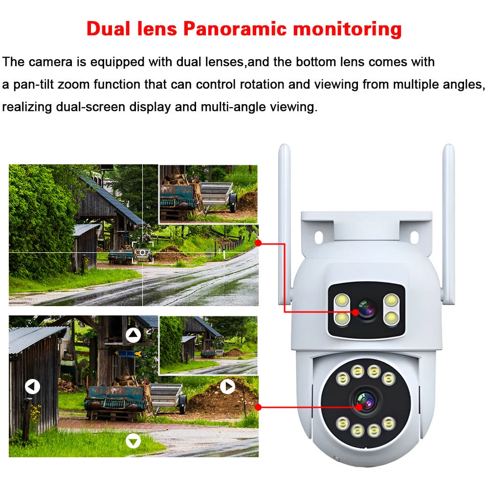 Câmera PTZ MvpSecam 8MP Lente Dupla – WiFi Pan 360°, Visão Noturna Colorida 40m e Detecção Humana por IA
