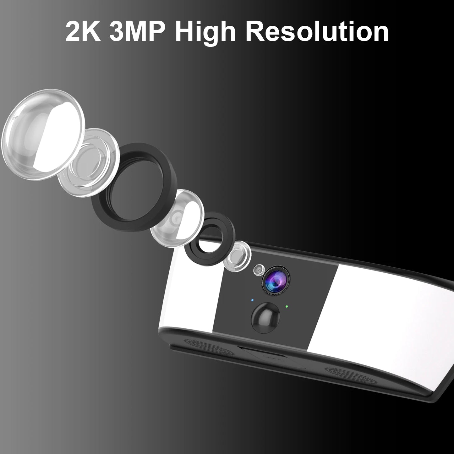 Câmera de Segurança Solar 2K com Visão Noturna Colorida e Bateria 5200mAh - WiFi 2.4G