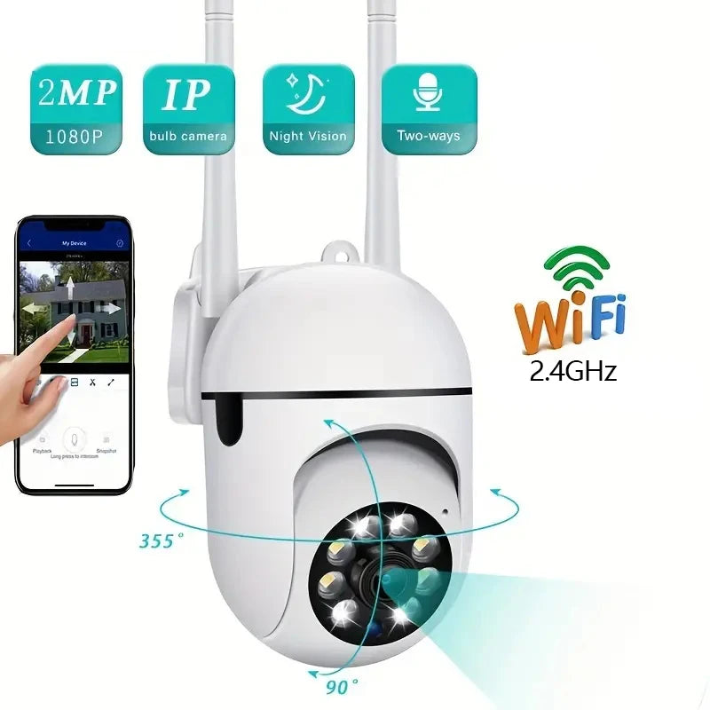 Mini Câmera WiFi 360° 1080P Full HD Visão Noturna Intercom Remoto Casa Inteligente FireFrog A7