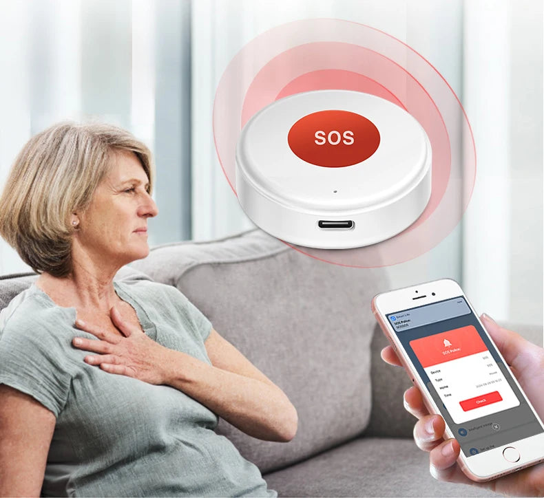 Tuya wifi sos botão uma chave de emergência sem fio alarme segurança dispositivo pânico para idosos crianças segurança em casa vida inteligente app remoto