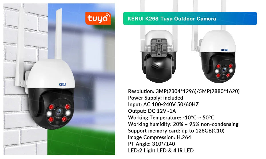Central de Alarme KERUI G70 Tuya WiFi 4G Tela Touch 7" Kit Completo 100 Zonas FSK Sistema Inteligente - KERUI