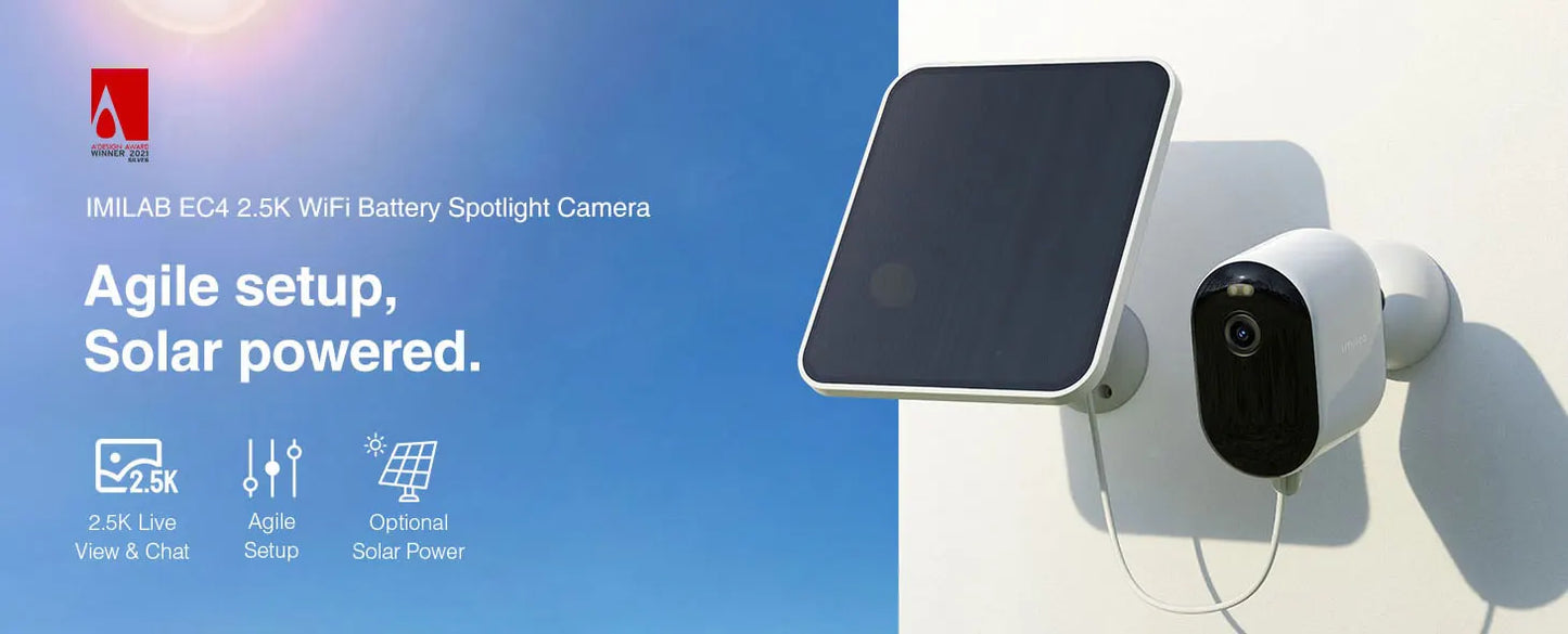 Câmera IMILAB EC4 2.5K 4MP Solar WiFi com Bateria 5200mAh e Zoom 5x IP66