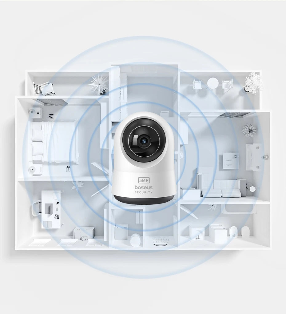 Câmera Baseus P1 Pro 5MP 3K WiFi Dual Band 2.4G/5G 360° com IA Quádrupla