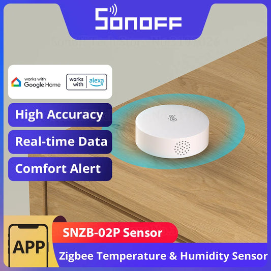 Sensor Inteligente SONOFF SNZB-02P - Temperatura e Umidade Zigbee 3.0 com Alertas + Automação eWeLink | Bateria 2 Anos