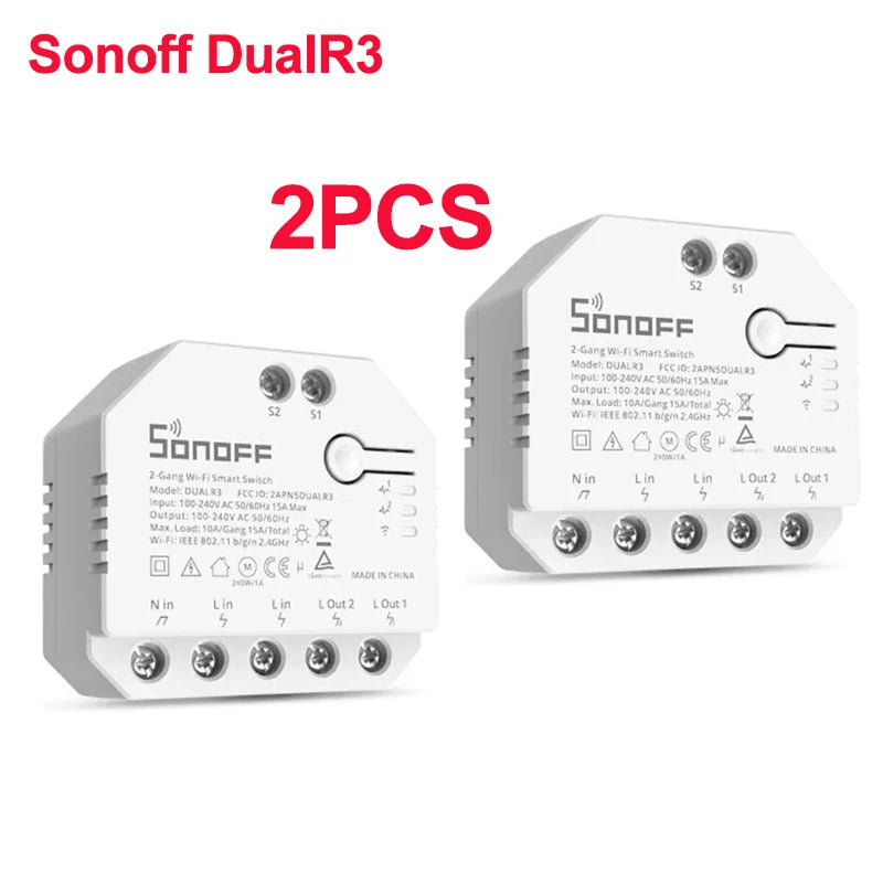 Sonoff duplo r3 relé duplo wifi interruptor inteligente controle em dois sentidos medição de energia rolo tons motor cortinas elétricas interruptor