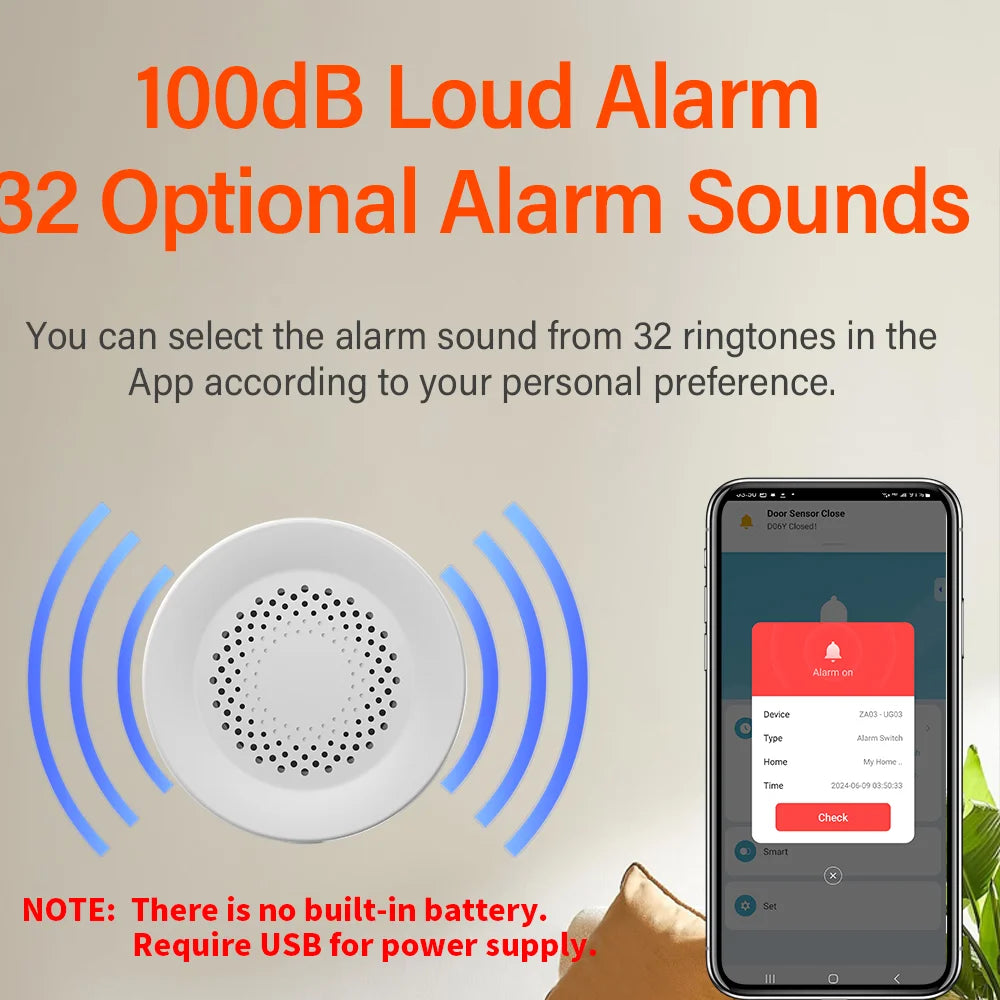 Tuya zigbee wifi sirene inteligente alarme 100db alto-falante para segurança em casa inteligente funciona com smartlife alexa yandex