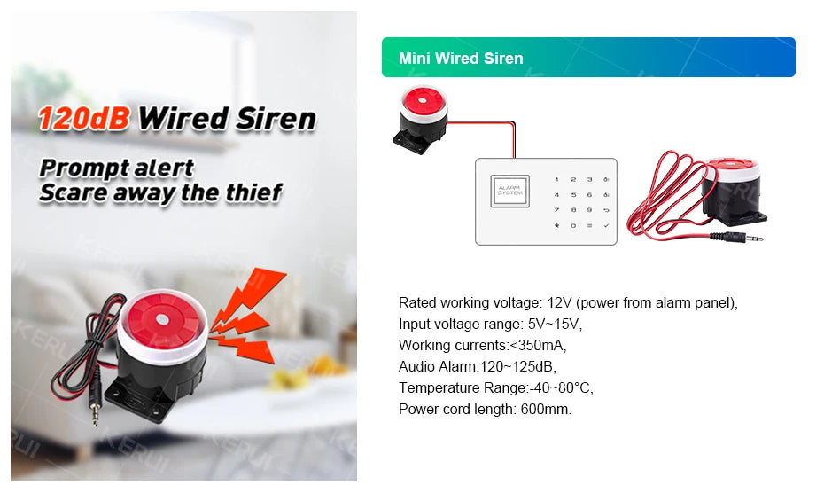 Sistema de Alarme Inteligente WiFi/4G com Sensor PIR Teclado e Alexa - Kerui W184 Tuya