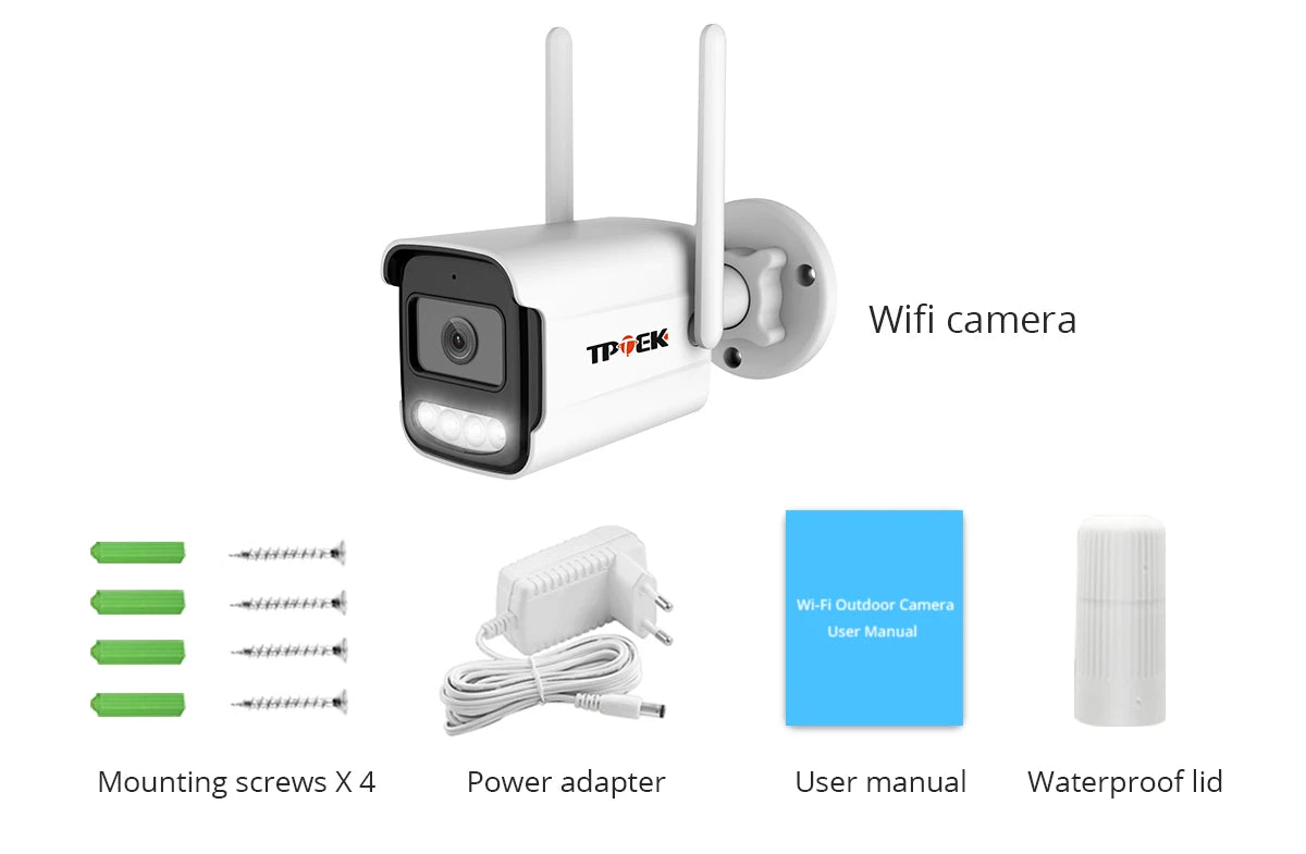 Câmera TPTEK 8MP 4K WiFi IP Bullet com IA Humana Visão Noturna 30m ONVIF IP66