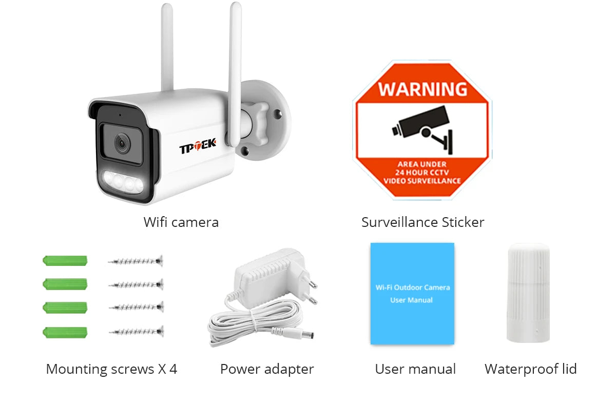 Câmera TPTEK 8MP 4K WiFi IP Bullet com IA Humana e Visão Noturna 30m IP66