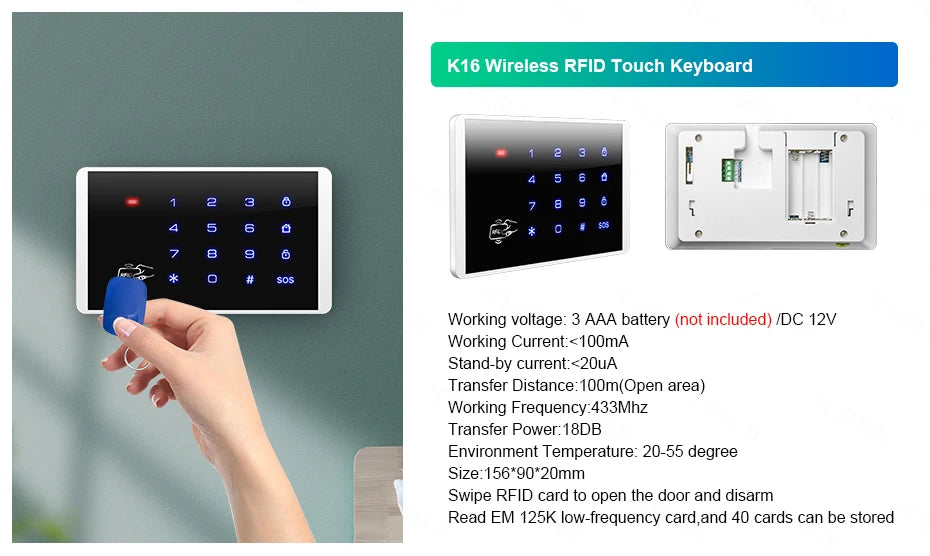 Central de Alarme KERUI G70 Tuya WiFi 4G Tela Touch 7" + Sensor PIR P10 FSK 100 Zonas Sistema Inteligente - KERUI