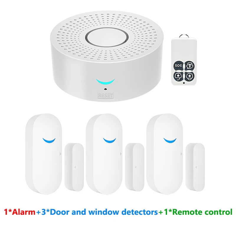 Tuya wifi sistema de alarme de casa inteligente 120db alarmes de segurança contra roubo sirene vida inteligente app controle sem fio kits de alarme anti-roubo