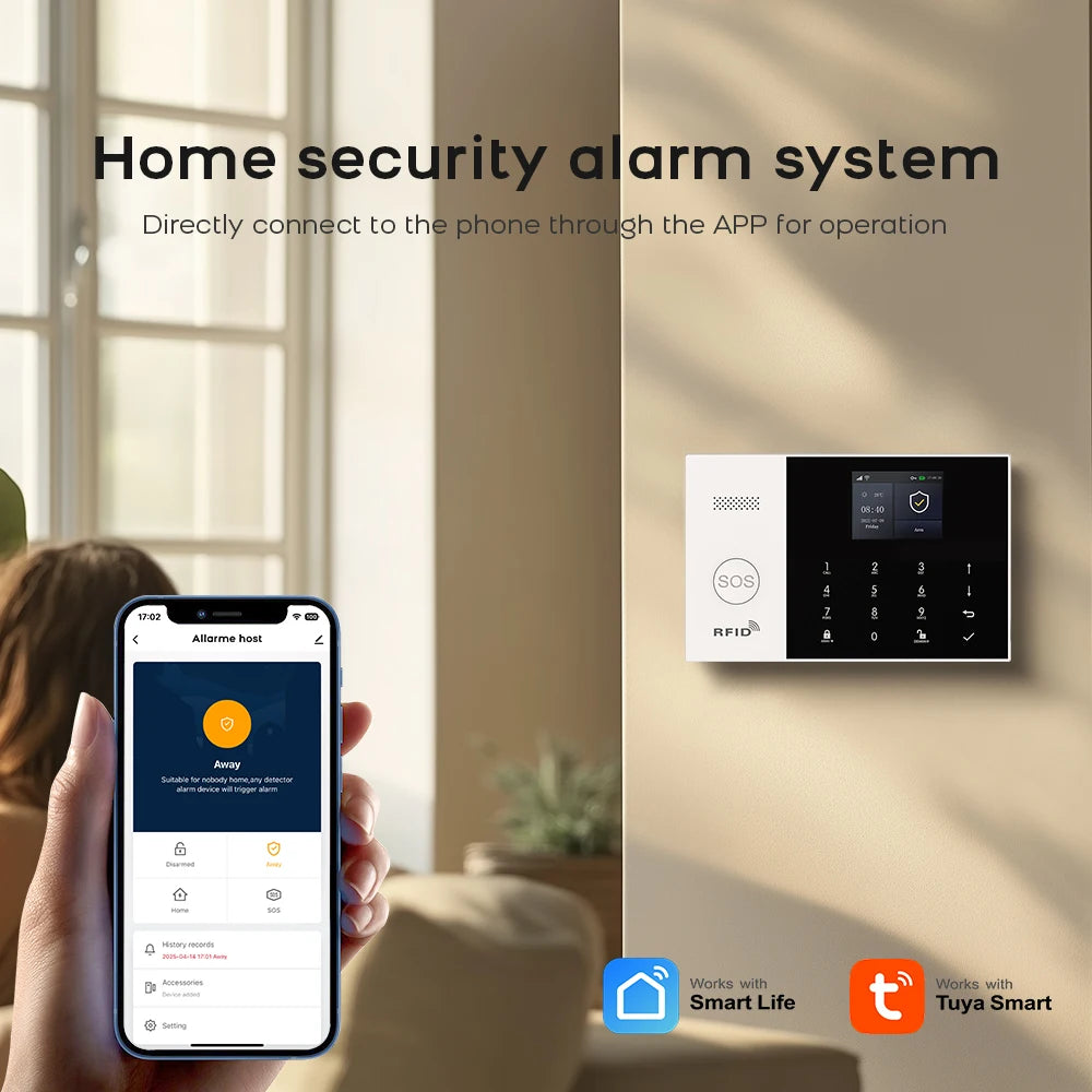 Pgst residencial tuya inteligente gsm wifi sistema de alarme para casa alarme segurança sem fio casa vida inteligente app controle trabalho com alexa