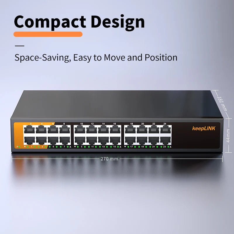 Switch Ethernet Gigabit de 24 portas KeepLiNK Plug and Play não gerenciado