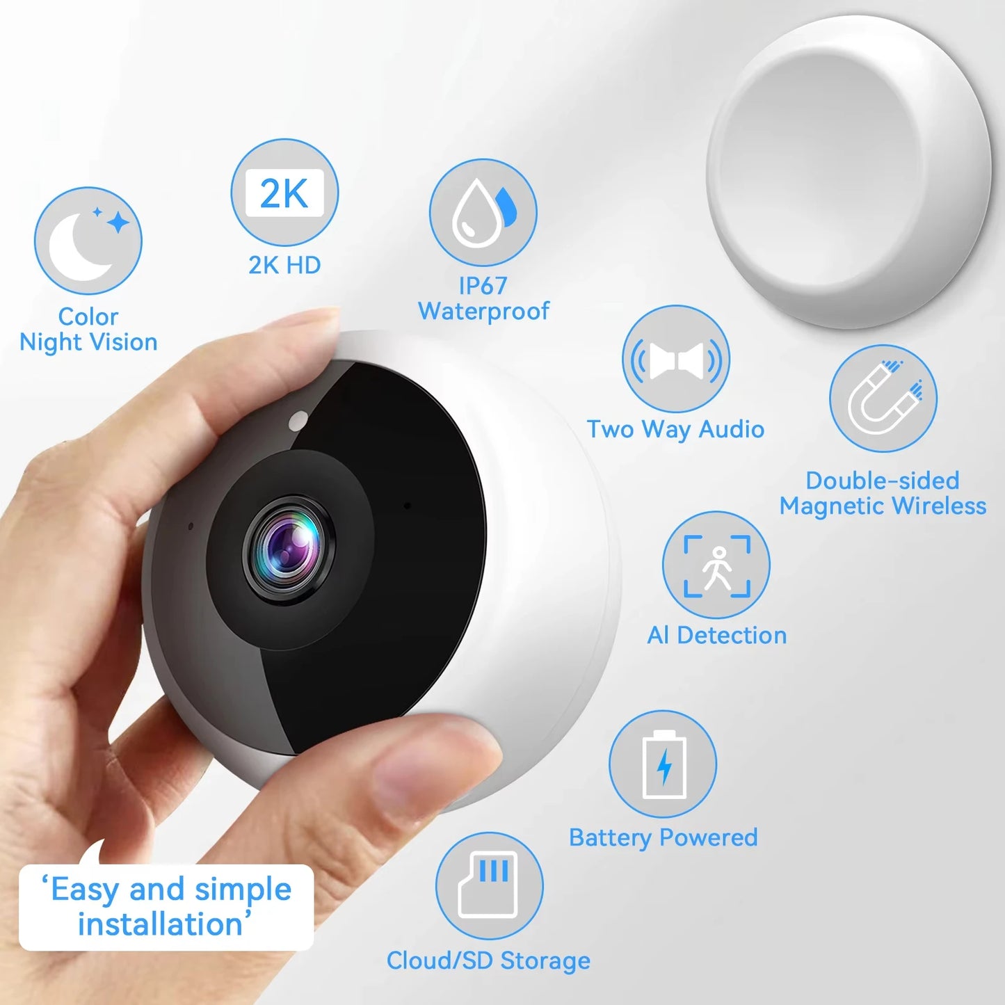 Câmera Dome Magnética ANSVICAM AN-CG9s 2K – Bateria 5800mAh, Pan 360°, IP66 e Detecção Humana por IA