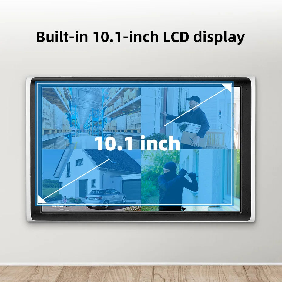 NVR 8 Canais WiFi 4MP/5MP com Tela 10.1" H.265 ONVIF para Câmeras Sem Fio - Kerui N1008L