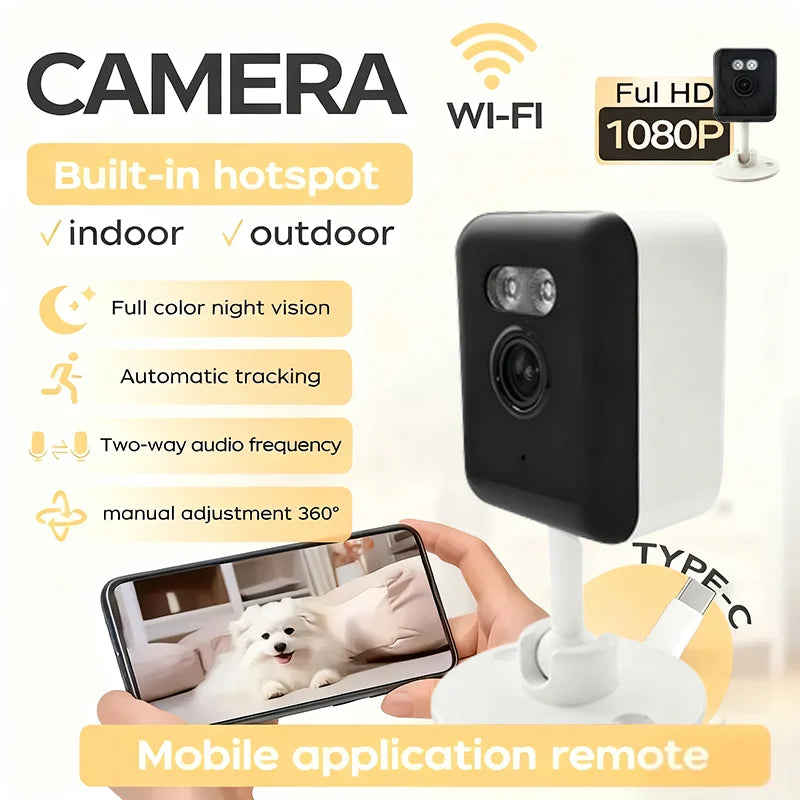 2mp hd wifi câmera de segurança mini câmera de vigilância em casa interior visão noturna duas maneiras áudio detecção humana 2.4g ip cam