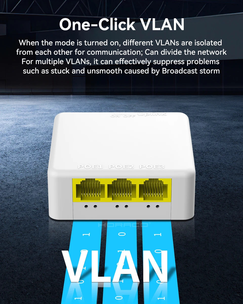 Extensor PoE Gigabit HORACO 4 Portas 30W POE013GS - Repetidor IEEE 802.3af/at 10/100/1000Mbps 10Gbps Plug & Play